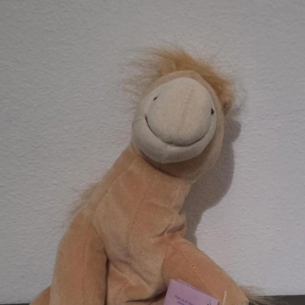 precious moments tan plush pony with a soft, cuddly texture #kawaii #stuffed